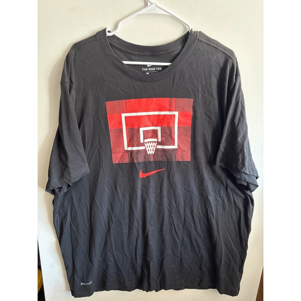 Nike Dri-FIT Basketball Graphic T-Shirt Mens Tee Black Red Swoosh XXL